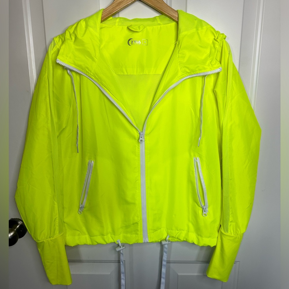 ZYIA Active Neon Electric Yellow Mesh Windbreaker - Size S